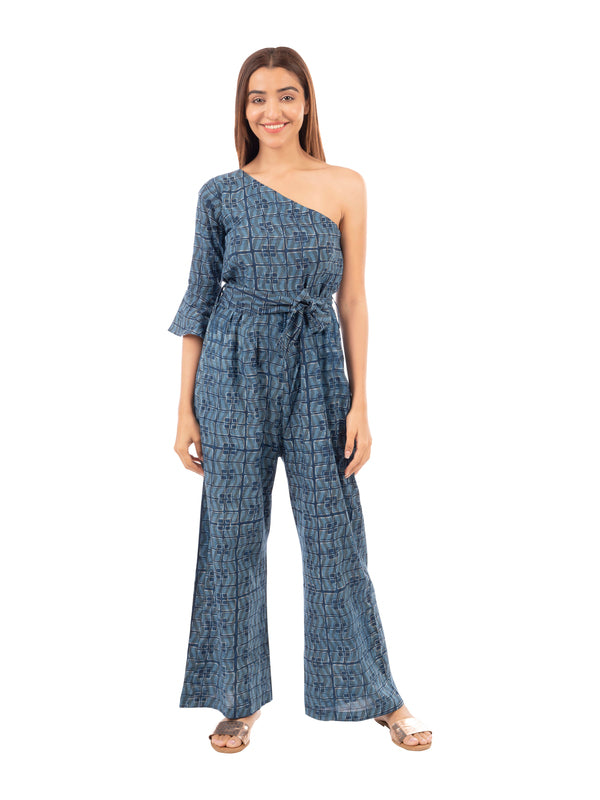 Geometric Indigo Jumpsuit