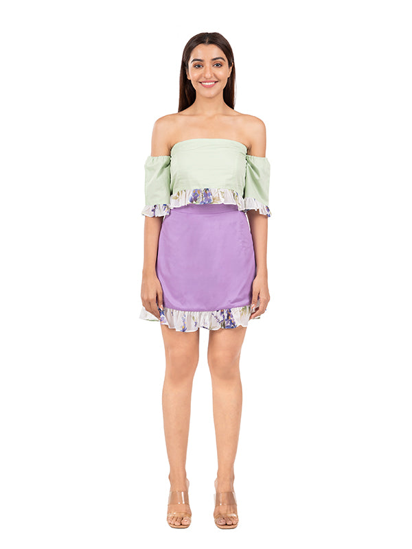 Purple Frill Hem Short Skirt