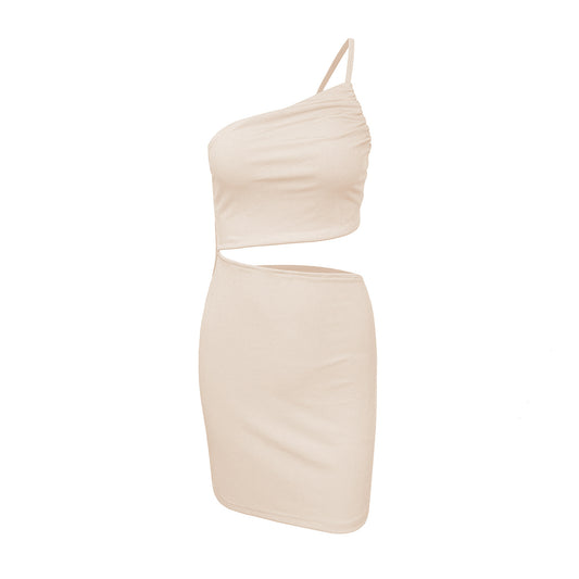 Shoulder Drawstring Cut-out Dress