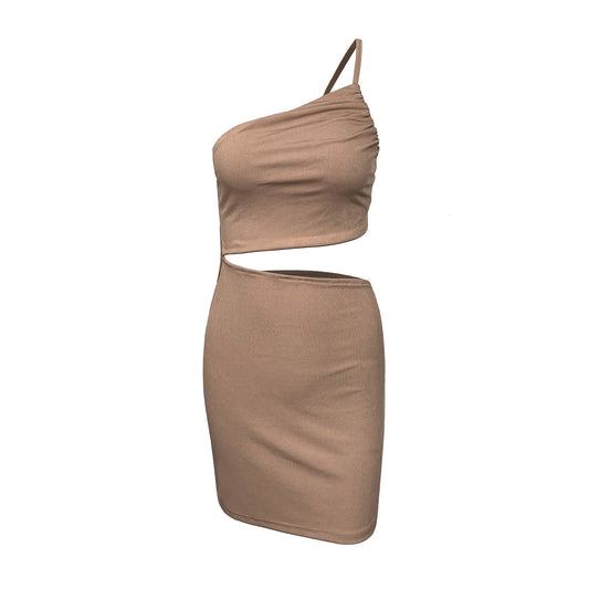 Shoulder Drawstring Cut-out Dress