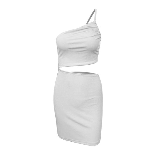 Shoulder Drawstring Cut-out Dress