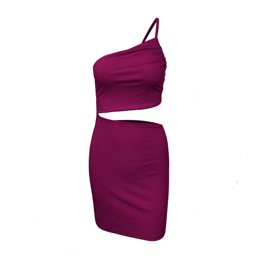 Shoulder Drawstring Cut-out Dress