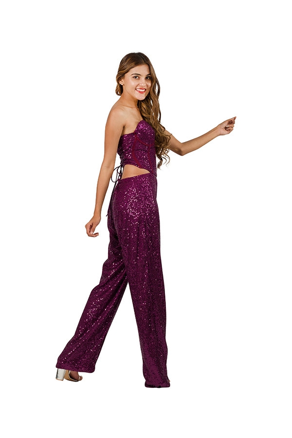 Dazzling Corset Jumpsuit Purple