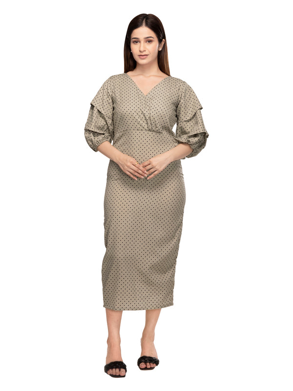 Alice Multiple Fold Sleeve Midi Dress