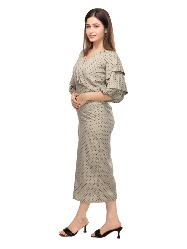 Alice Multiple Fold Sleeve Midi Dress