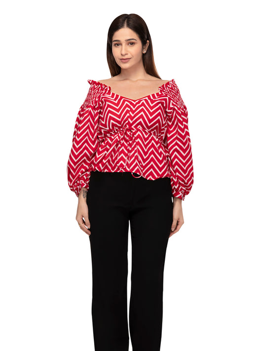 Regina Zig Zag Smocked Shoulder Top