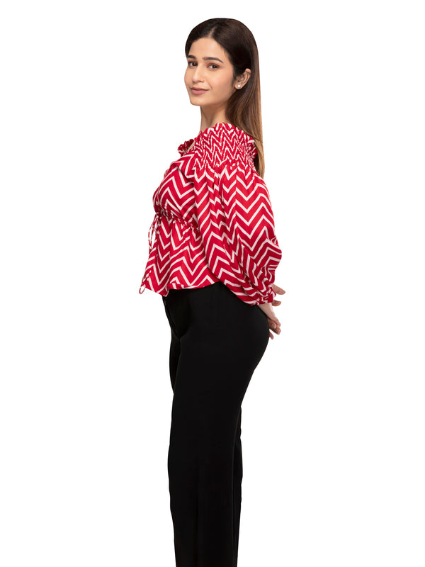 Regina Zig Zag Smocked Shoulder Top