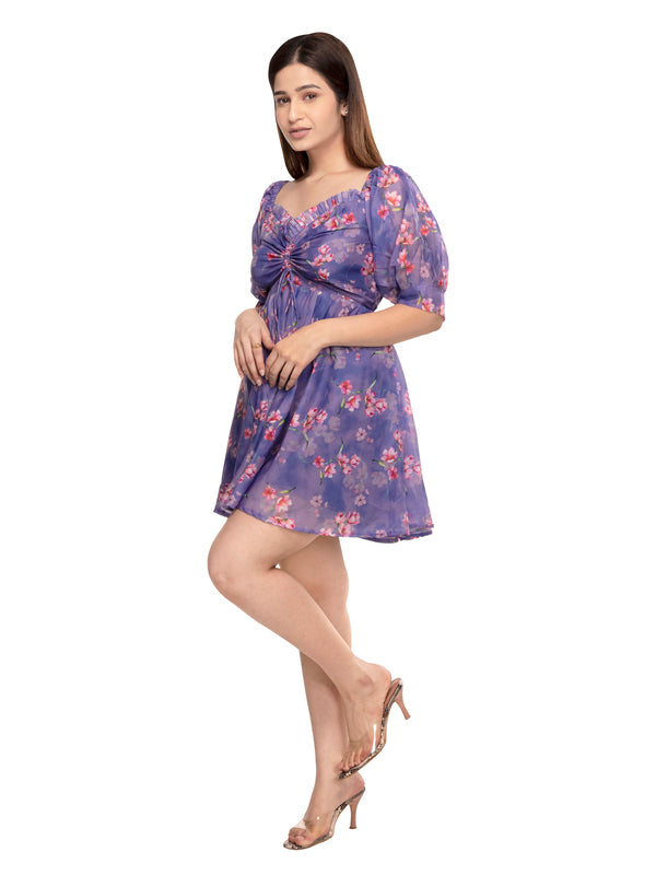 Betty Front Tie-up Short Dress