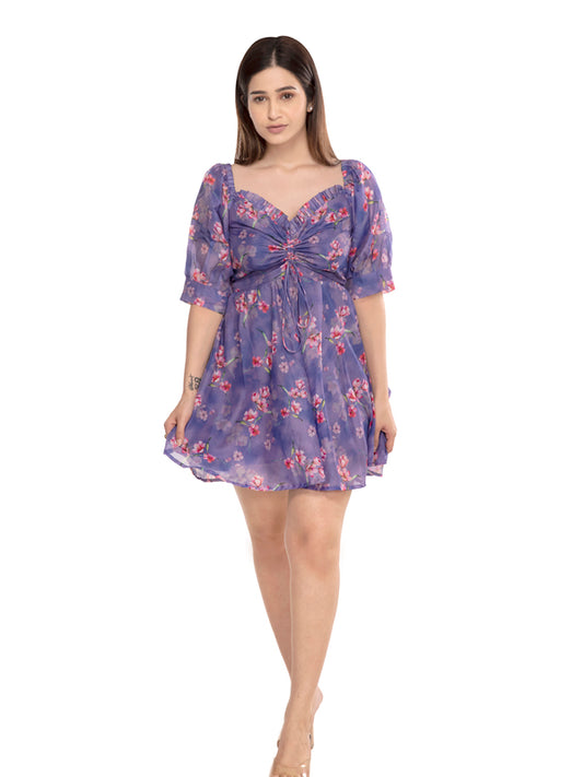 Betty Front Tie-up Short Dress