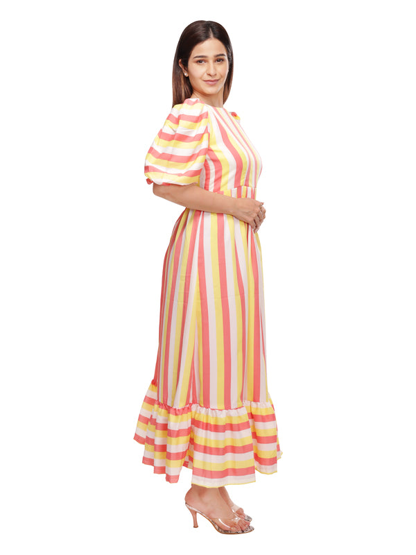 Penelope Puff Sleeved Long Dress