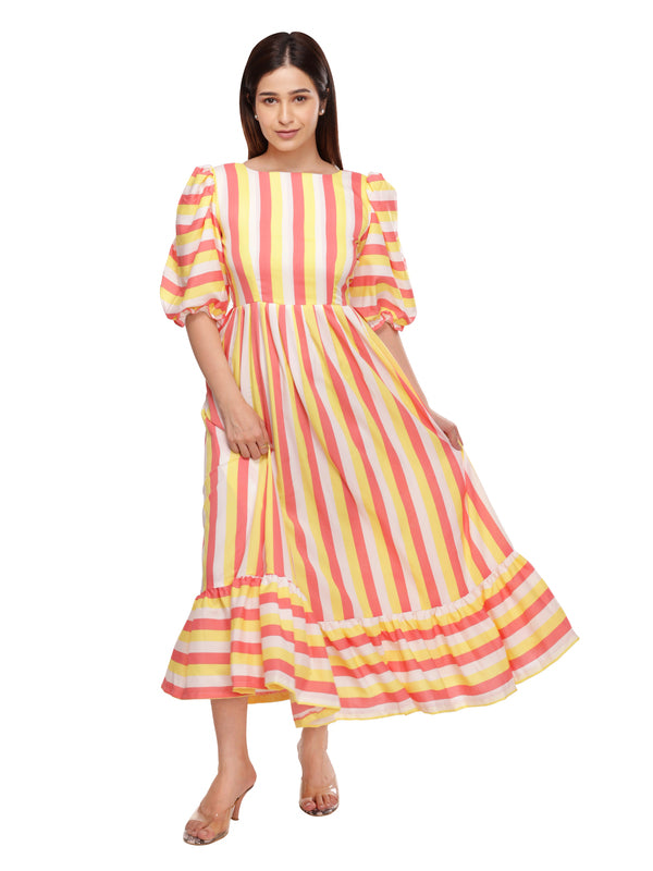 Penelope Puff Sleeved Long Dress