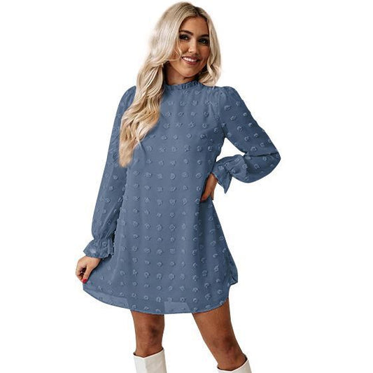 Bubble Long-sleeved Lace Collar Dress