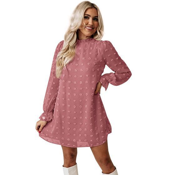 Bubble Long-sleeved Lace Collar Dress