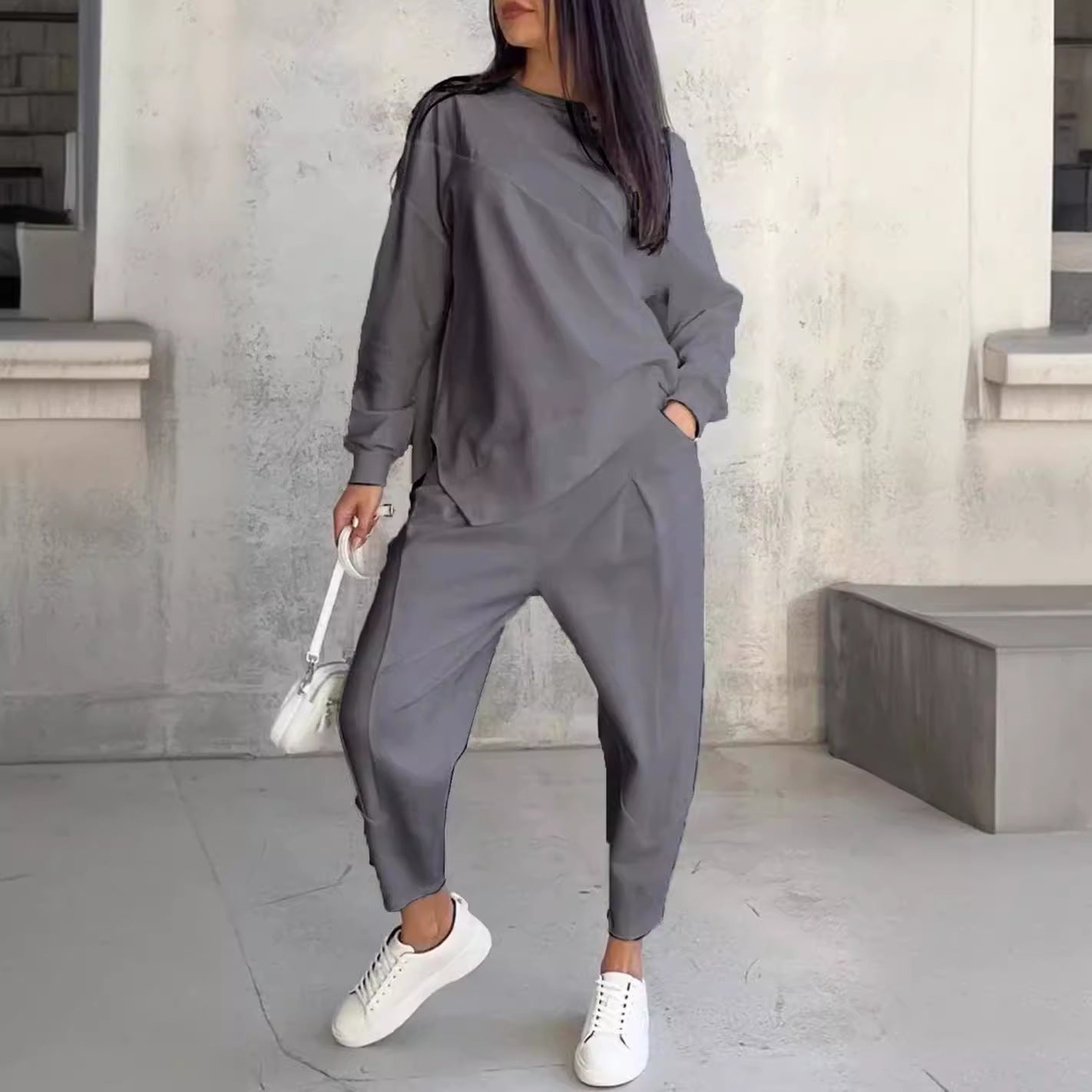 Round Neck Long-sleeve Sweater & Trousers Co-ord Set