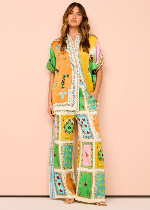 Printed Long Shirt & Palazzo Co-ord Set