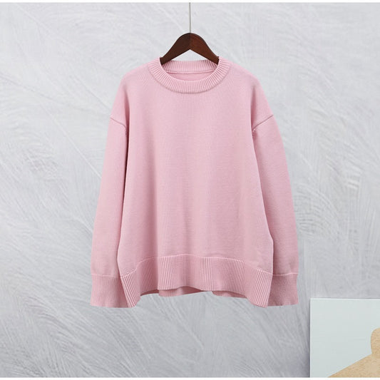 Pink Crew Neck Pullover Sweater