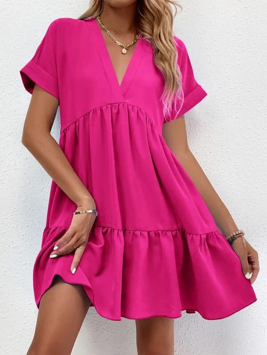 V-neck Tiered Dress