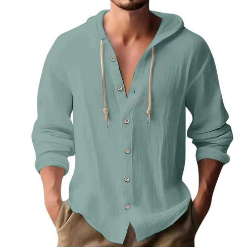 Cotton Linen Hooded Shirt