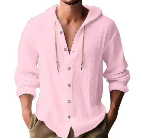 Cotton Linen Hooded Shirt