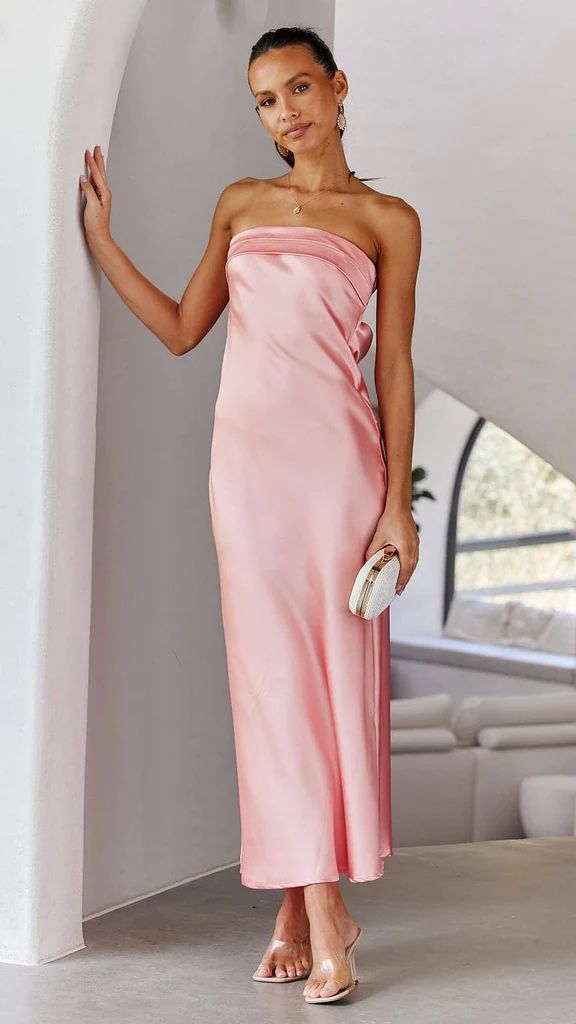 Satin Tube Evening Backless Long Dress