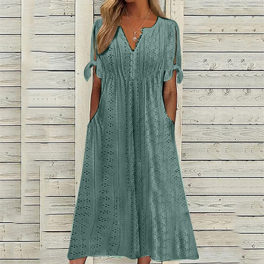 Hollow-out V-neck Dress