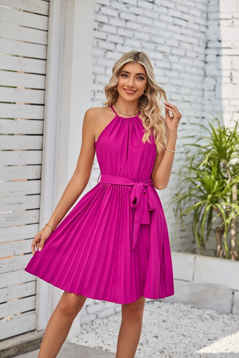 Pleated Skirt Halter Strapless Dresses