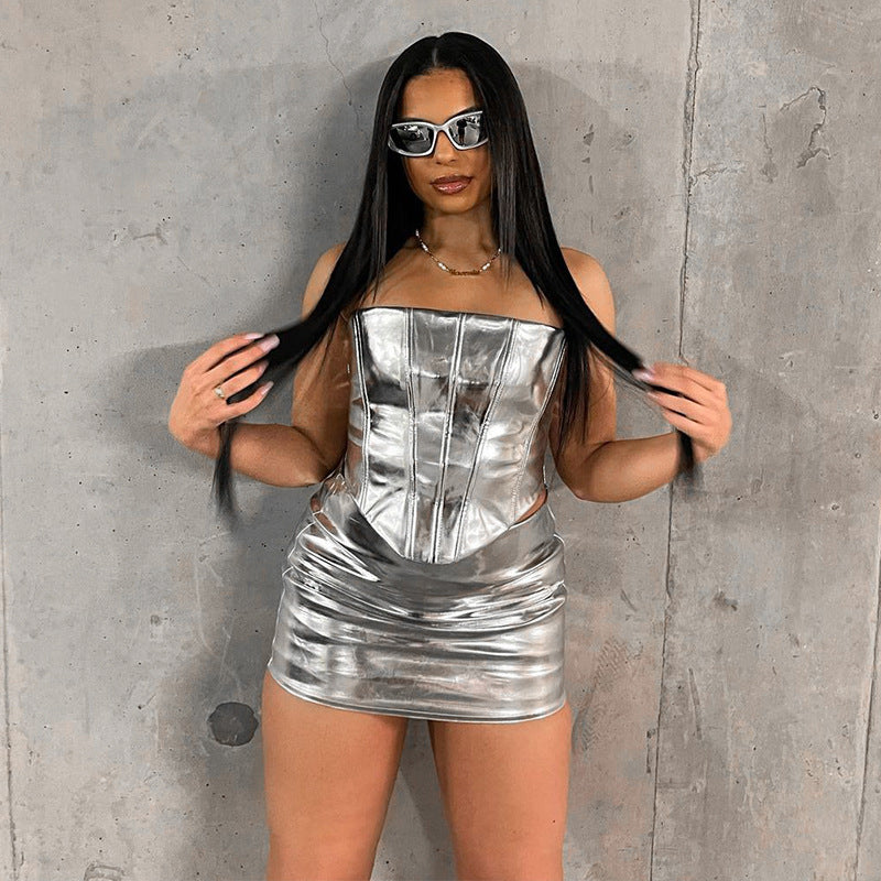 Metallic Corset and Skirt Co-ord Set