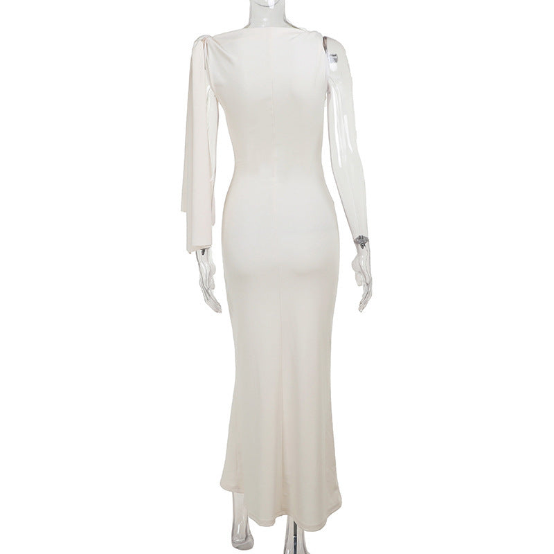 One-shoulder Knotted Long Dress
