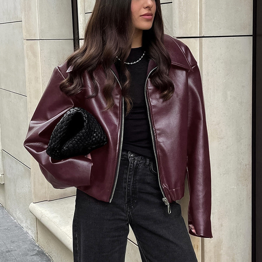 Long Sleeve Leather Zipper Jacket – Purple Haze Studio
