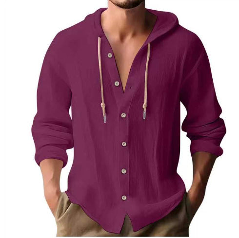 Cotton Linen Hooded Shirt