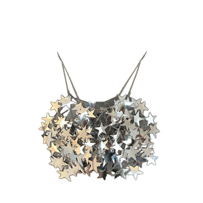 Metallic Five-pointed Star Skirt& Top Co-ord Set