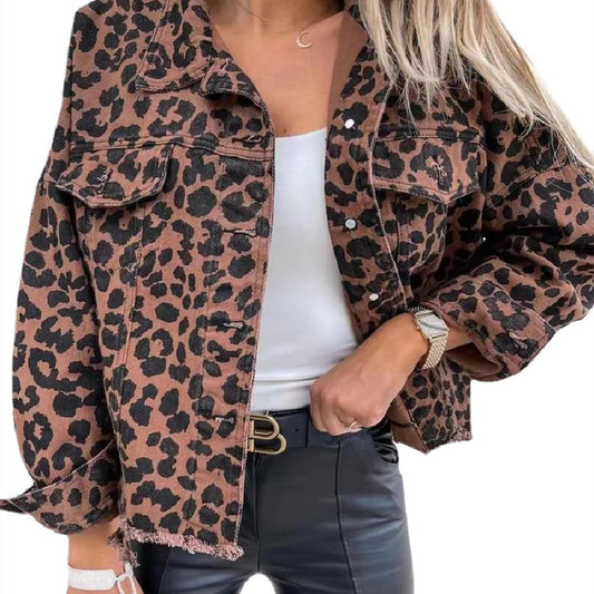 Denim Leopard Print Jacket