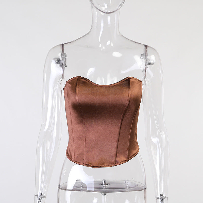 Satin Corset Crop Top