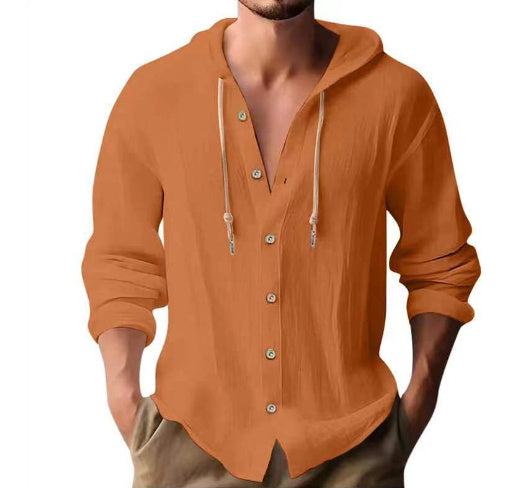 Cotton Linen Hooded Shirt