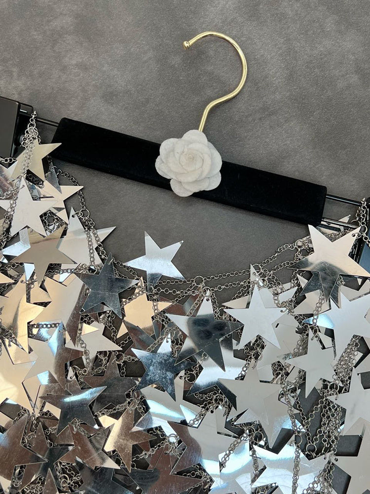 Metallic Five-pointed Star Skirt& Top Co-ord Set