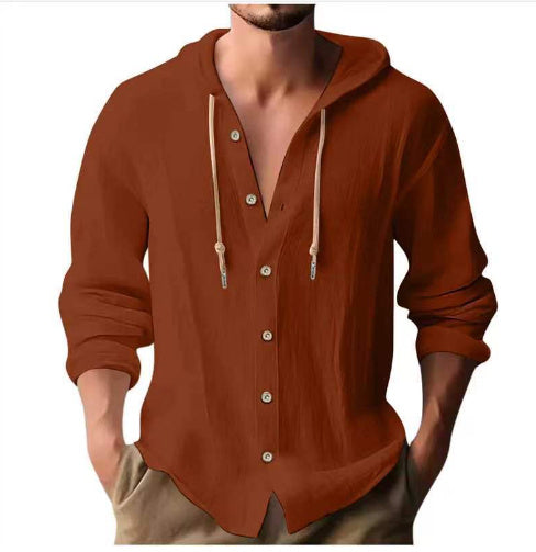 Cotton Linen Hooded Shirt